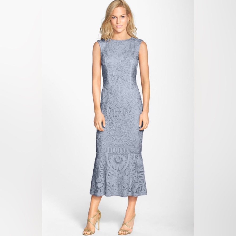 Shoshanna Light Blue Lace Sheath Midi Dress (Size 6)